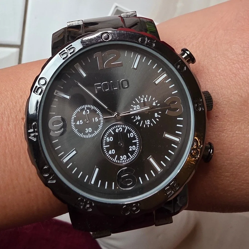 Folio Mens Gunmetal Grey Chronograph Style Watch FMDMSG074 Japan Movt